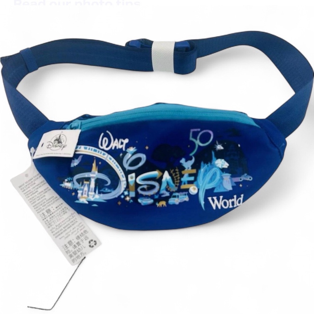 Disney World 50th Anniversary Fanny Pack Blue Belt Bag NWT Icons Park Exclusive